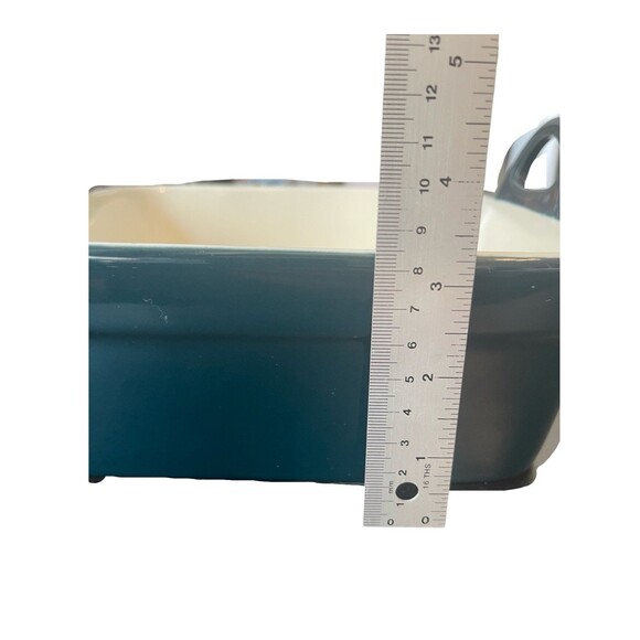 World Market Green Ceramic Bakeware Dish with Handles blue square - Picture 5 of 12